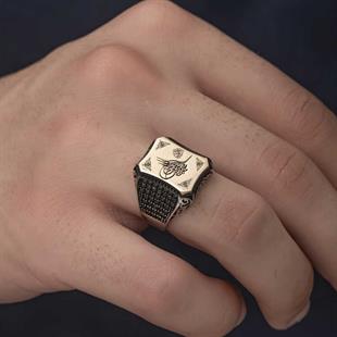 Hk Gümüş Erkek Yüzük Osmanlı Tuğralı |Gümüş Takı Hediyelik Ürünler