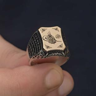 Hk Gümüş Erkek Yüzük Osmanlı Tuğralı |Gümüş Takı Hediyelik Ürünler