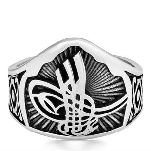 Hk Gümüş Erkek Yüzük Osmanlı Tuğrası Başparmak |Gümüş Takı Hediyelik Ürünler