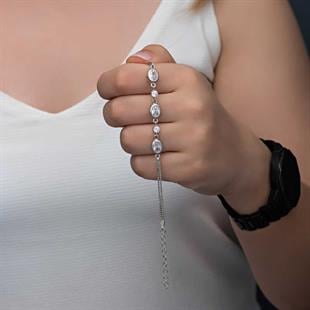 Hk Gümüş Kadın Bileklik Oval Taşlı |Gümüş Takı Hediyelik Ürünler