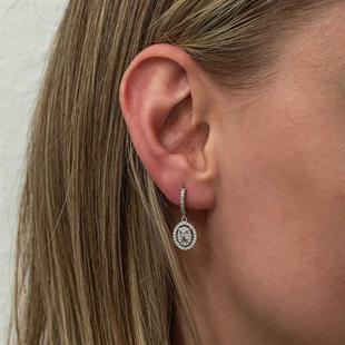 Hk Gümüş Kadın Küpe Oval Taşlı Sallantılı|Gümüş Takı Hediyelik Ürünler