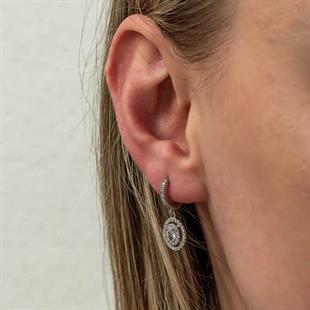 Hk Gümüş Kadın Küpe Oval Taşlı Sallantılı|Gümüş Takı Hediyelik Ürünler