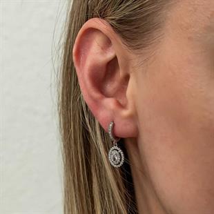 Hk Gümüş Kadın Küpe Oval Taşlı Sallantılı|Gümüş Takı Hediyelik Ürünler