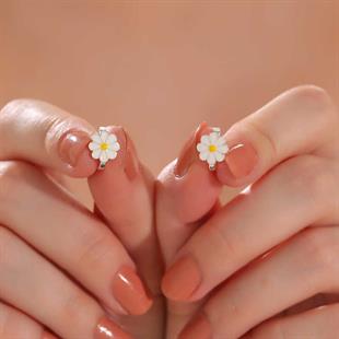 Hk Gümüş Çocuk Küpe Papatya |Gümüş Takı Hediyelik Ürünler