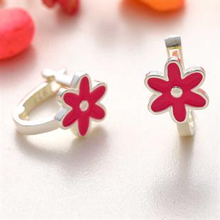 Hk Gümüş Çocuk Küpe Pembe Çiçek |Gümüş Takı Hediyelik Ürünler