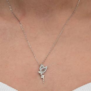 Hk Gümüş Kadın Kolye Peri Kızı |Gümüş Takı Hediyelik Ürünler