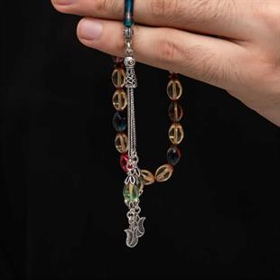 Hk Sıkma Kehribar Tesbih Gümüş Püskül |Gümüş Takı Hediyelik Ürünler