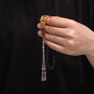 Hk Sıkma Kehribar Tesbih Gümüş Püskül |Gümüş Takı Hediyelik Ürünler