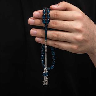 Hk Sıkma Kehribar Tesbih Gümüş Püskül |Gümüş Takı Hediyelik Ürünler