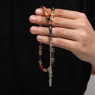 Hk Sıkma Kehribar Tesbih Gümüş Püskül |Gümüş Takı Hediyelik Ürünler