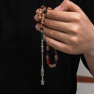 Hk Sıkma Kehribar Tesbih Gümüş Püskül |Gümüş Takı Hediyelik Ürünler