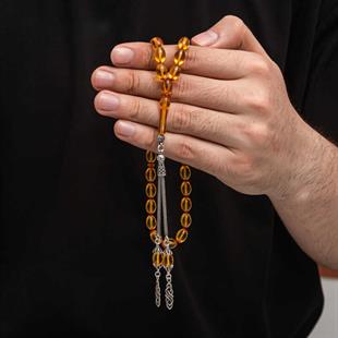 Hk Sıkma Kehribar Tesbih Gümüş Püskül |Gümüş Takı Hediyelik Ürünler