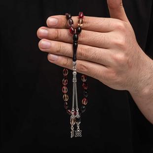 Hk Sıkma Kehribar Tesbih Gümüş Püskül |Gümüş Takı Hediyelik Ürünler