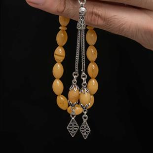 Hk Sıkma Kehribar Tesbih Gümüş Püskül |Gümüş Takı Hediyelik Ürünler