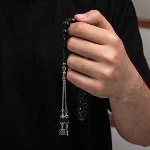 Hk Sıkma Kehribar Tesbih Gümüş Püskül |Gümüş Takı Hediyelik Ürünler