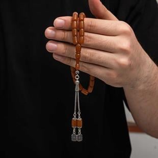 Hk Sıkma Kehribar Tesbih Gümüş Püskül |Gümüş Takı Hediyelik Ürünler