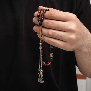 Hk Sıkma Kehribar Tesbih Gümüş Püskül |Gümüş Takı Hediyelik Ürünler