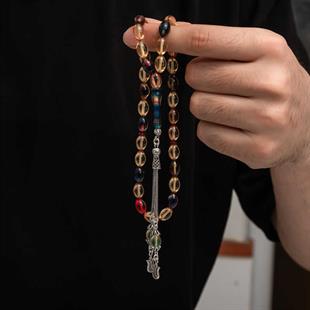 Hk Sıkma Kehribar Tesbih Gümüş Püskül |Gümüş Takı Hediyelik Ürünler