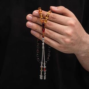 Hk Sıkma Kehribar Tesbih Gümüş Püskül |Gümüş Takı Hediyelik Ürünler