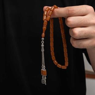 Hk Sıkma Kehribar Tesbih Gümüş Püskül |Gümüş Takı Hediyelik Ürünler