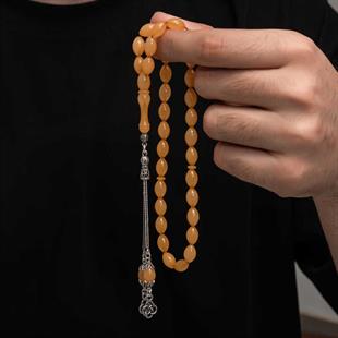 Hk Sıkma Kehribar Tesbih Gümüş Püskül |Gümüş Takı Hediyelik Ürünler