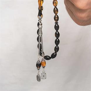 Hk Sıkma Kehribar Tesbih Gümüş Püskül |Gümüş Takı Hediyelik Ürünler