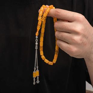 Hk Sıkma Kehribar Tesbih Gümüş Püskül |Gümüş Takı Hediyelik Ürünler