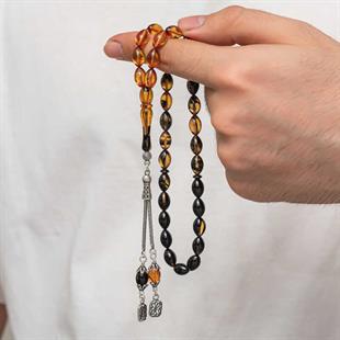 Hk Sıkma Kehribar Tesbih Gümüş Püskül |Gümüş Takı Hediyelik Ürünler