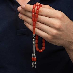 Hk Sıkma Kehribar  Kapsül Kesim Tesbih Gümüş Püsküllü |Gümüş Takı Hediyelik Ürünler
