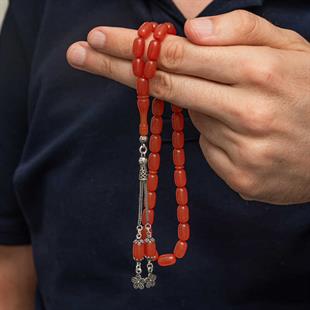 Hk Sıkma Kehribar  Kapsül Kesim Tesbih Gümüş Püsküllü |Gümüş Takı Hediyelik Ürünler