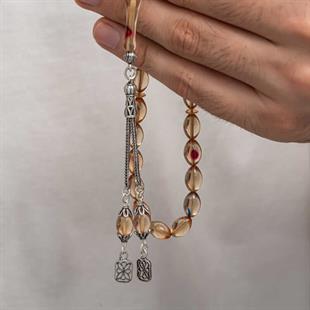 Hk Sıkma Kehribar Tesbih Gümüş Püsküllü |Gümüş Takı Hediyelik Ürünler