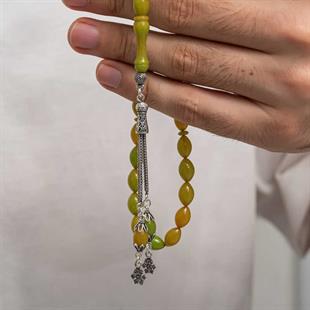 Hk Sıkma Kehribar Tesbih Gümüş Püsküllü |Gümüş Takı Hediyelik Ürünler