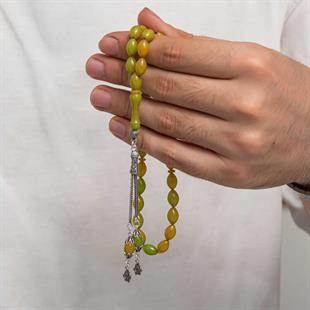 Hk Sıkma Kehribar Tesbih Gümüş Püsküllü |Gümüş Takı Hediyelik Ürünler