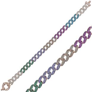 Hk Gümüş Kadın Bileklik Renkli Taşlı Gurmet |Gümüş Takı Hediyelik Ürünler