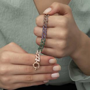 Hk Gümüş Kadın Bileklik Renkli Taşlı Gurmet |Gümüş Takı Hediyelik Ürünler