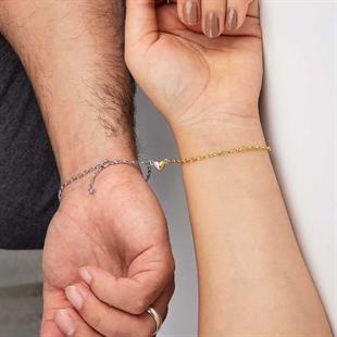 Hk Gümüş Kadın Bileklik Rodyum Gold Çift Kalpli Aşk Bileklik|Gümüş Takı Hediyelik Ürünler