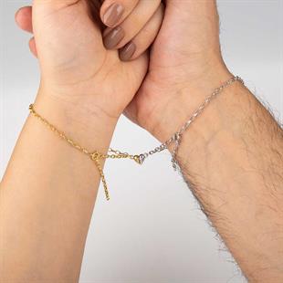 Hk Gümüş Kadın Bileklik Rodyum Gold Çift Kalpli Aşk Bileklik|Gümüş Takı Hediyelik Ürünler