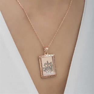 Hk Gümüş Kadın Kolye Rose Allah Yazılı |Gümüş Takı Hediyelik Ürünler