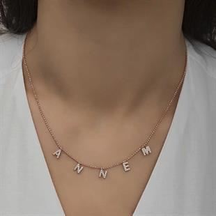 Hk ​Gümüş Kadın Kolye Rose Annem Yazılı |Gümüş Takı Hediyelik Ürünler