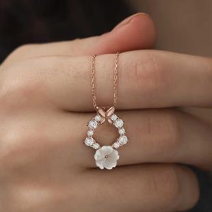 Gümüş Rose Bahar Çiçeği Kolye