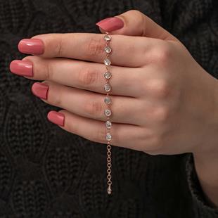 Hk Gümüş Kadın Bileklik Rose Beyaz Taşlı |Gümüş Takı Hediyelik Ürünler