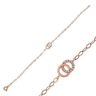 Hk Gümüş Kadın Bileklik Rose Birleşik Halkalar|Gümüş Takı Hediyelik Ürünler