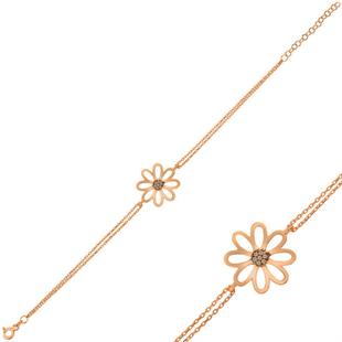 Hk Gümüş Kadın Bileklik Rose Çiçek |Gümüş Takı Hediyelik Ürünler