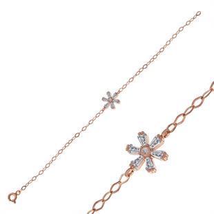 Hk Gümüş Kadın Bileklik Rose Çiçek |Gümüş Takı Hediyelik Ürünler