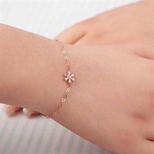 Hk Gümüş Kadın Bileklik Rose Çiçek |Gümüş Takı Hediyelik Ürünler