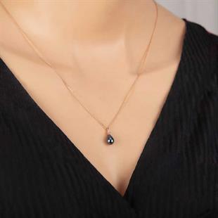 Hk Gümüş Kadın Kolye Rose Damla İnci |Gümüş Takı Hediyelik Ürünler