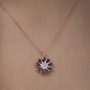 Hk Gümüş Rose Erguvan Çiçeği Kolye | Gümüş Takı Hediyelik Ürünler
