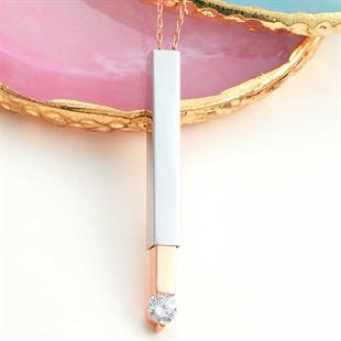 Hk Gümüş Kadın Kolye Rose İsim Yazılabilen Açılır Çubuk |Gümüş Takı Hediyelik Ürünler