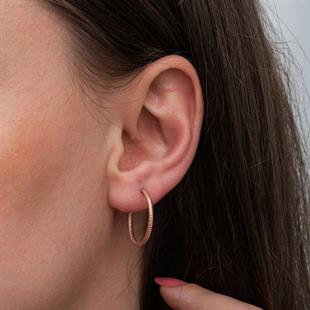 Hk Gümüş Kadın Küpe Rose Kalemli Halka |Gümüş Takı Hediyelik Ürünler