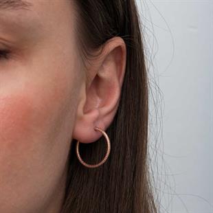 Hk Gümüş Kadın Küpe Rose Kalemli Halka |Gümüş Takı Hediyelik Ürünler